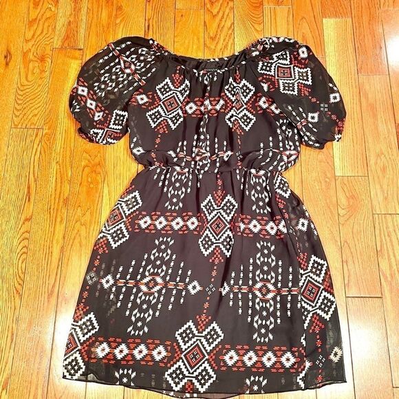 BLACK CHIFON FLOUNCY DRESS FULLY LINED SIZE 12 - Picture 1 of 5